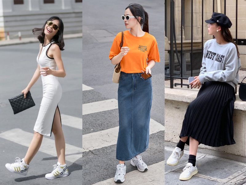 phối đồ với giày trắng nữ phối đồ với giày trắng nữ