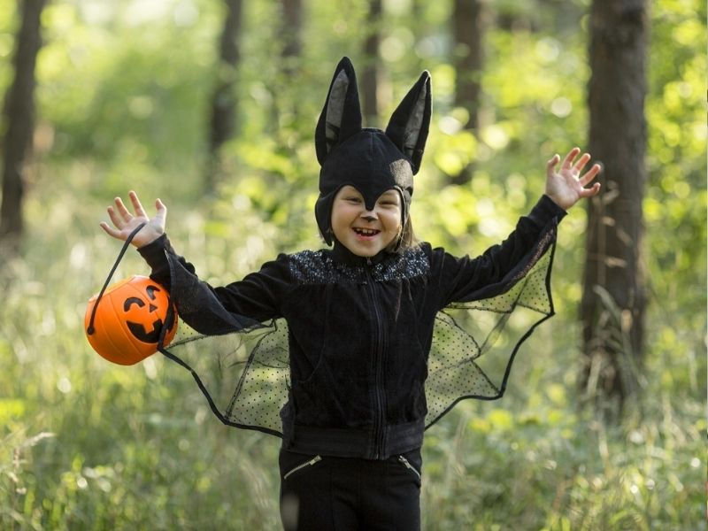 hóa trang halloween cho bé bé hóa thân thành dơi trong halloween
