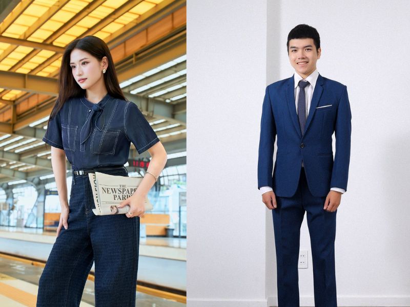 màu xanh than có hợp với da ngăm không