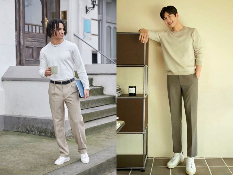 phối đồ với áo thun tay dài nam