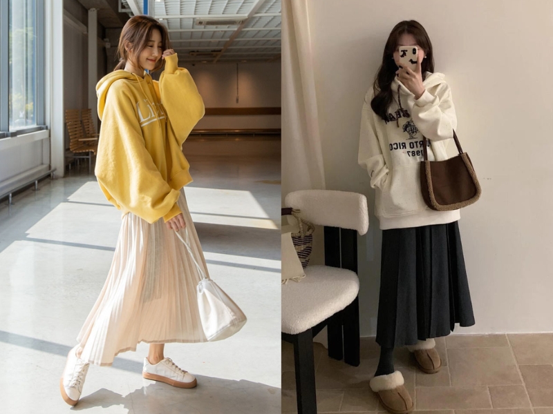 mix với áo hoodie mùa đông