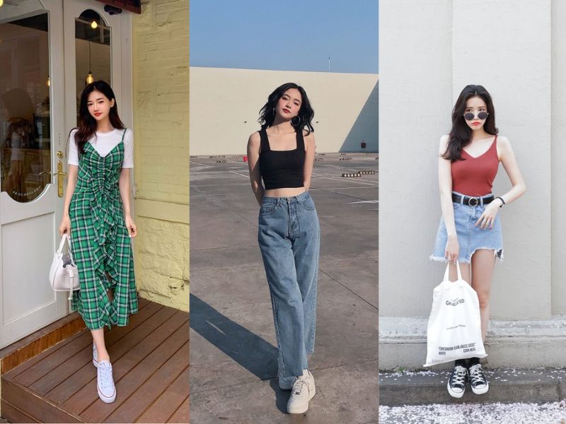 phối đồ với giày thể thao nữ