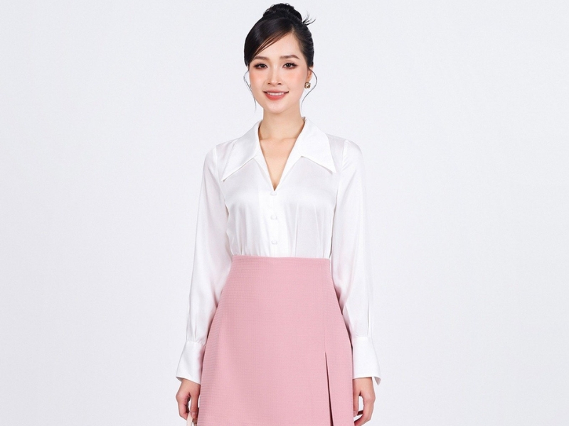 chân váy chữ a kết hợp áo gì