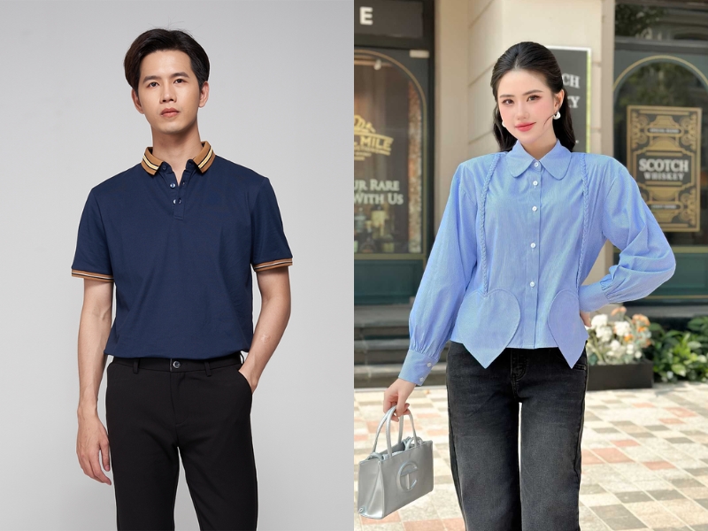 áo xanh dương mặc với quần màu gì