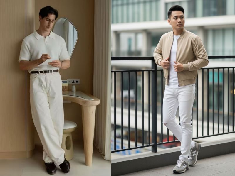 quần trắng phối áo màu gì nam chọn giày phù hợp