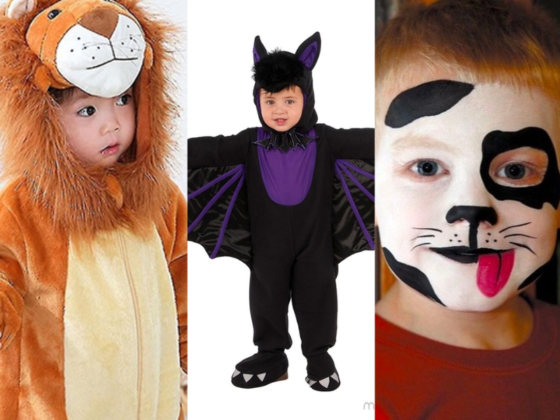 trang phục halloween tự làm cho bé để bé trai hóa thân thành động vật