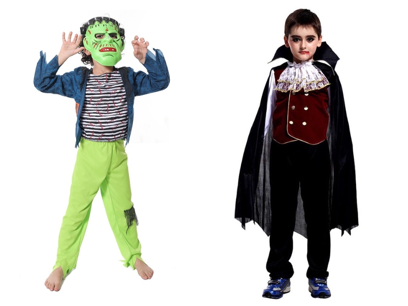 trang phục hóa trang halloween cho bé tạo hình bé thành quái vật