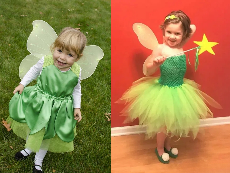 trang phục halloween tự làm cho bé làm đồ cho bé thành nàng tiên tinkerbell