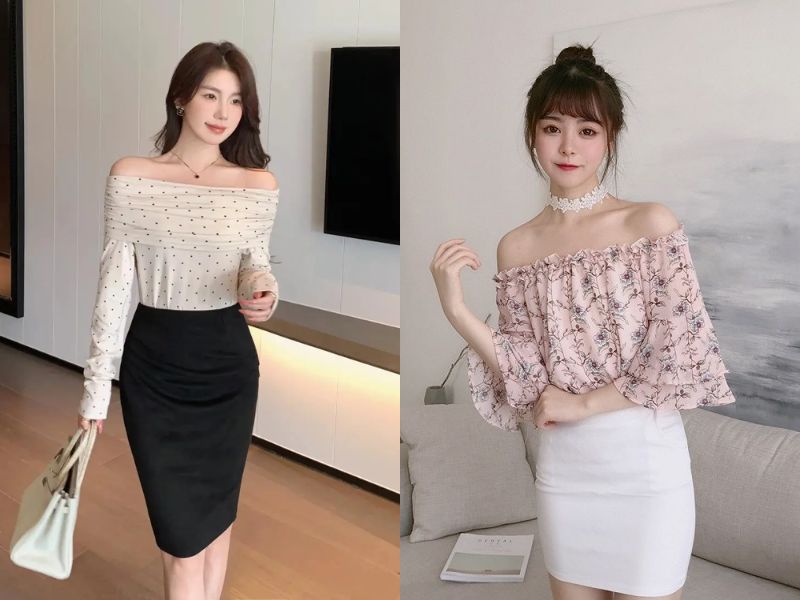 chân váy bút chì dài mặc với áo gì