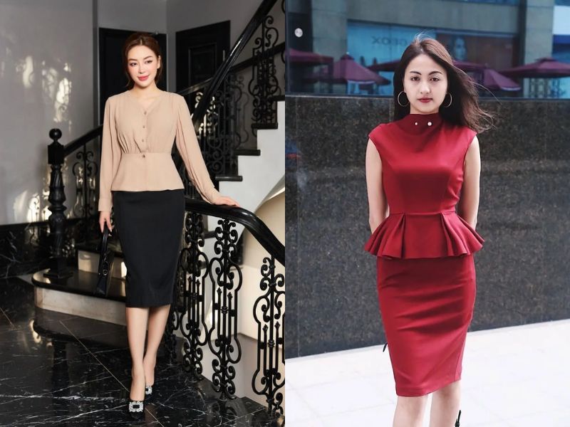 chân váy bút chì phối với áo gì