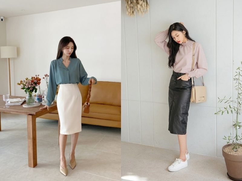 mặc chân váy bút chì đi với giày gì