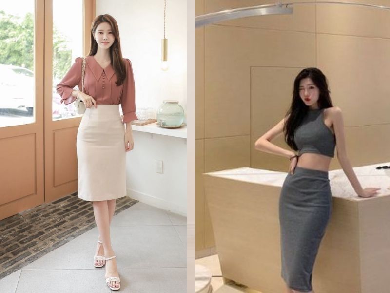 mix chân váy bút chì theo hoàn cảnh