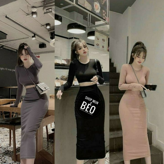 mix chân váy bút chì với áo croptop