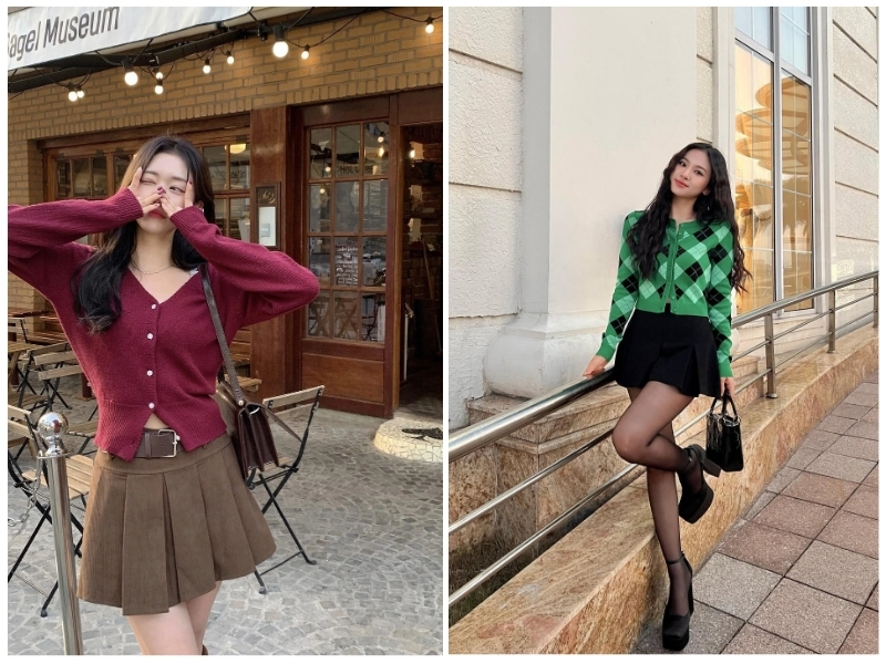 phối đồ với áo khoác cardigan nữ