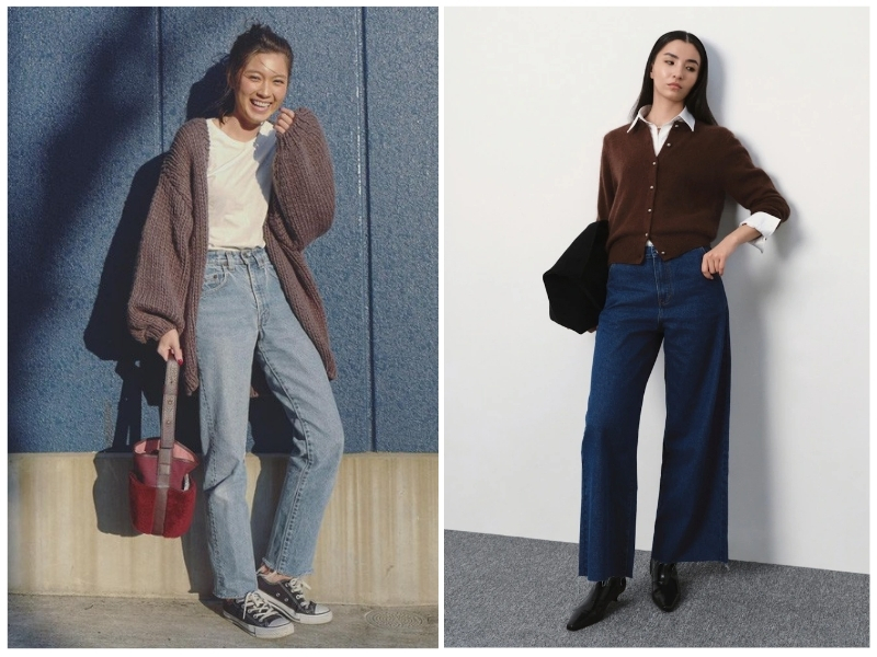 phối đồ với áo khoác cardigan nữ