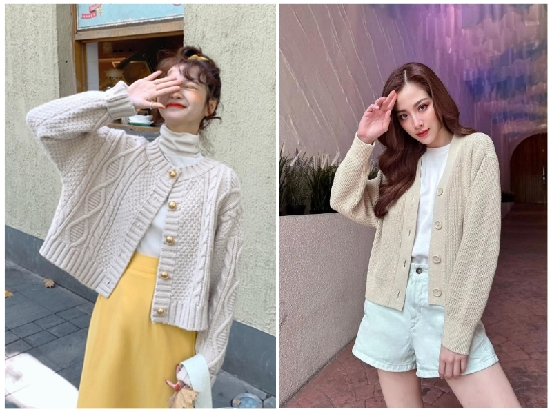 phối đồ với áo khoác cardigan nữ
