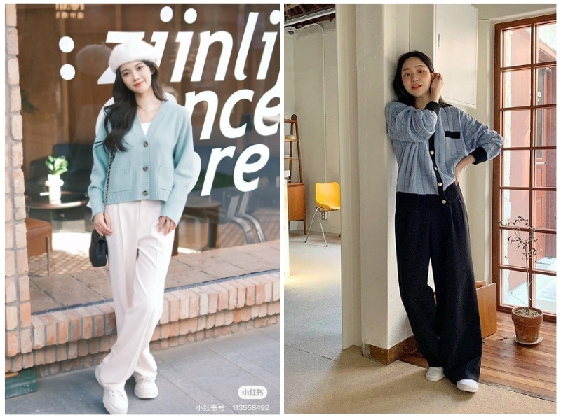 phối đồ với áo khoác cardigan nữ