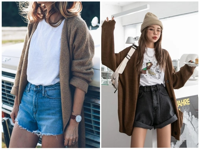 phối đồ với áo khoác cardigan nữ