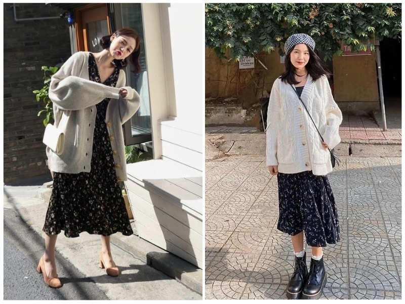 phối đồ với áo khoác cardigan nữ