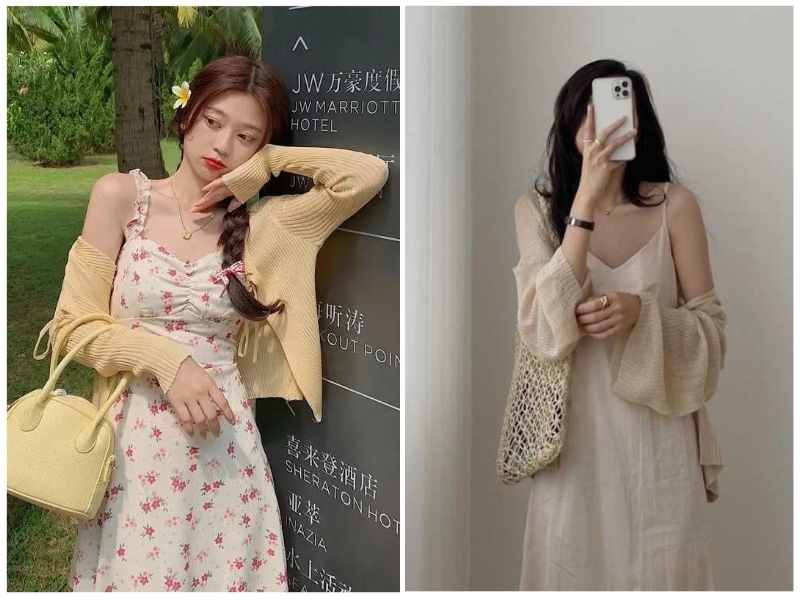 phối đồ với áo khoác cardigan nữ