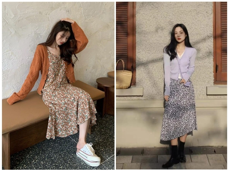 phối đồ với áo khoác cardigan nữ