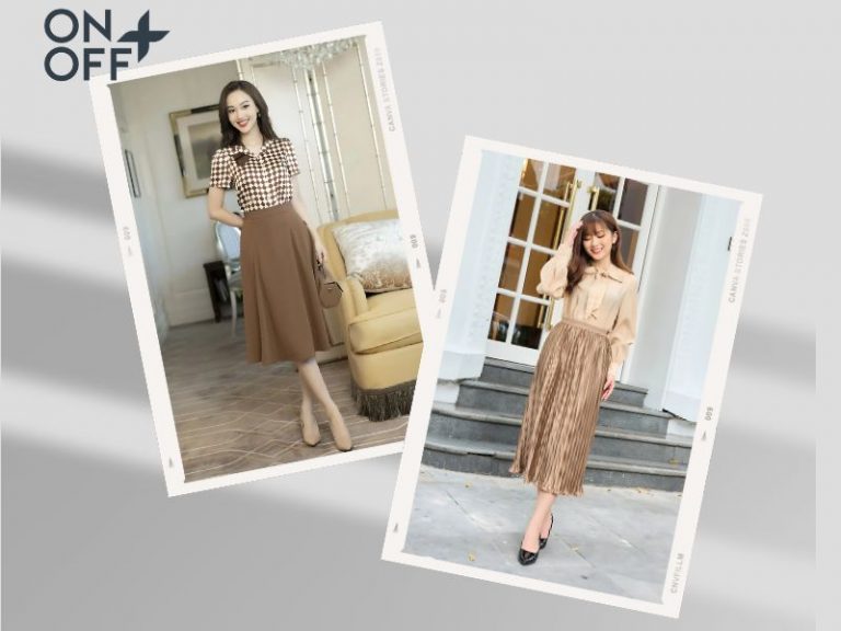 chân váy nâu phối áo màu gì