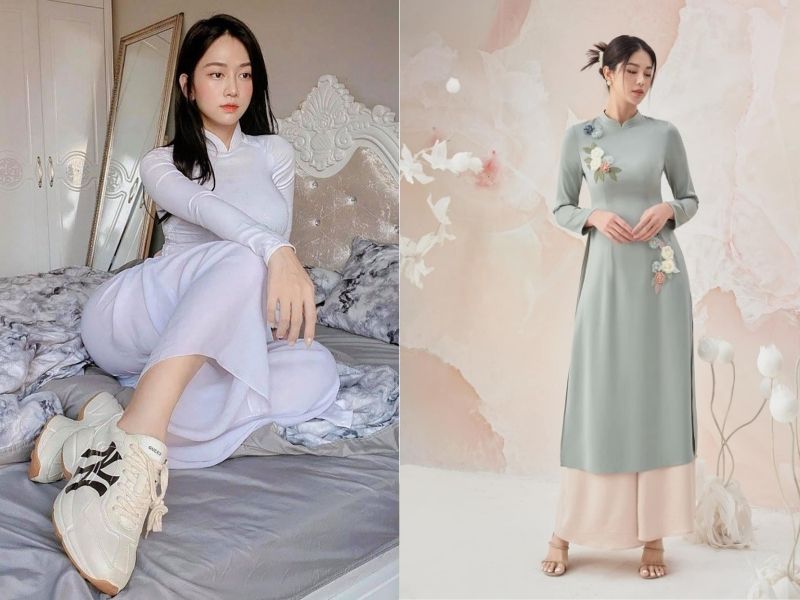 mặc áo dài đi giày gì