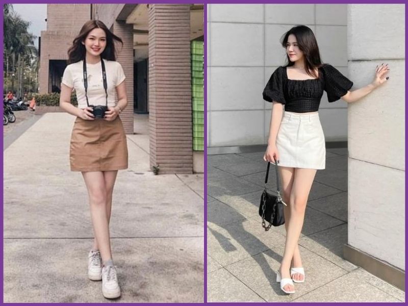 phối đồ với chân váy chữ A ngắn