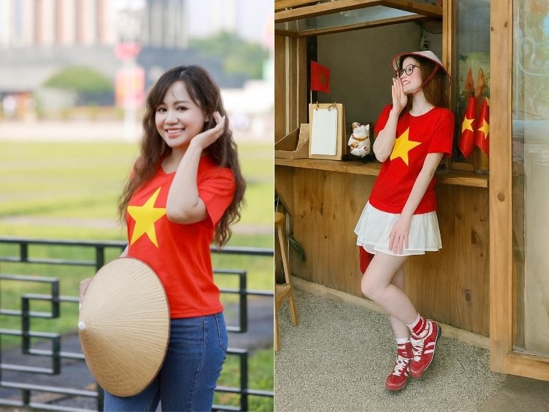 chụp ảnh áo cờ đỏ sao vàng