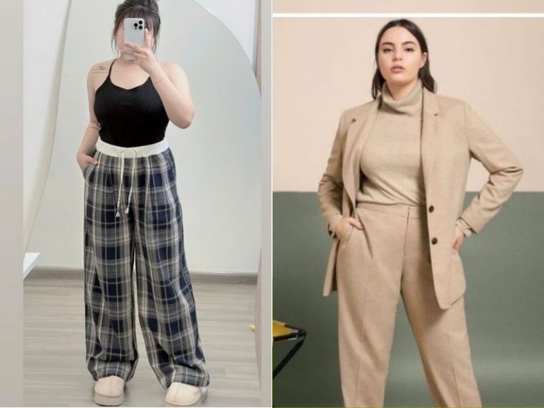 cách phối đồ với quần ống rộng cho người béo