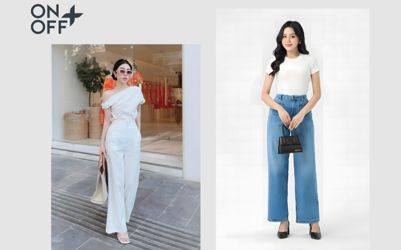 cách phối đồ với quần ống rộng cho người lùn