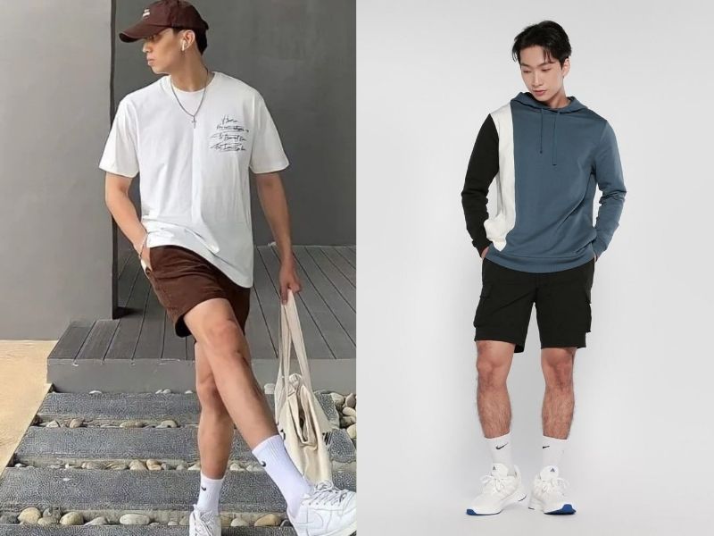 phối đồ với quần short nam