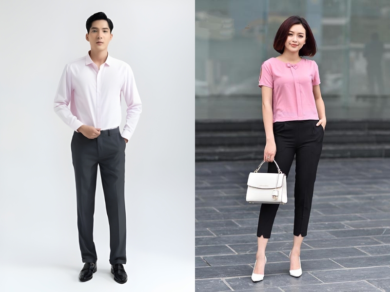 quần đen mix với áo hồng