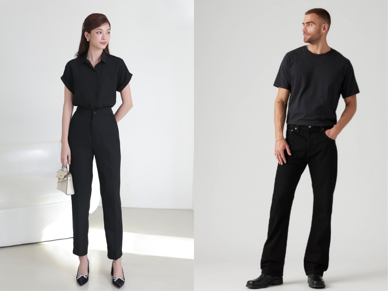 quần đen mặc với áo màu gì