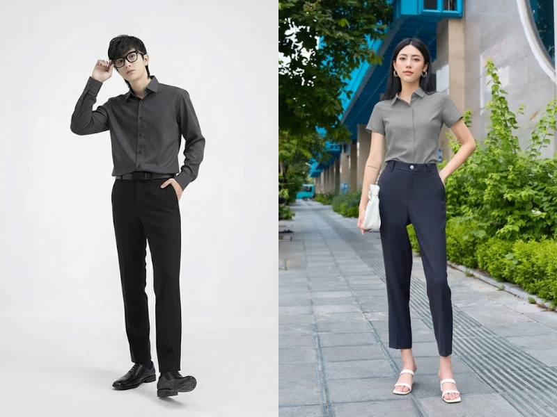 quần xanh đen mặc với áo màu gì nữ