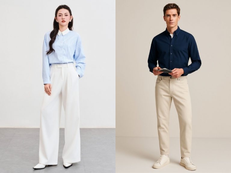 áo xanh dương mặc với quần màu gì