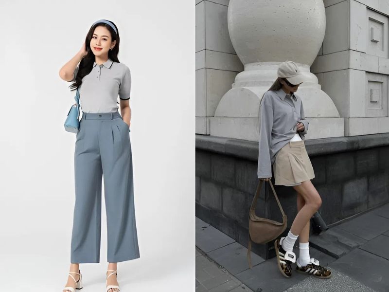 phối màu beige với xám hoặc ghi