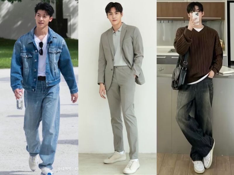 phối đồ với giày trắng nam