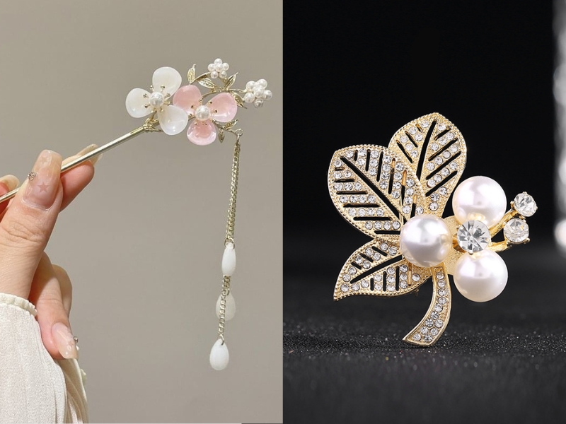 tặng cô phụ kiện cài tóc, cài áo