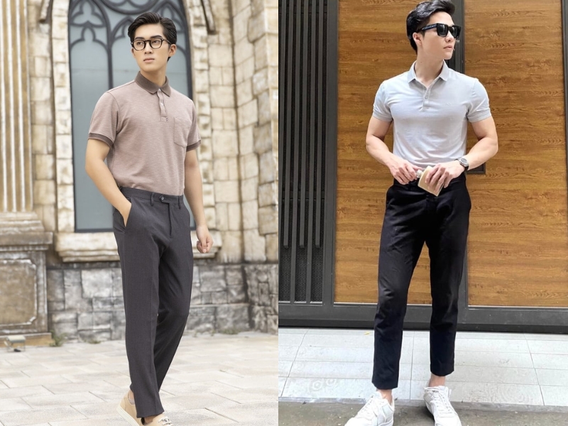 quần chinos kết hợp áo polo nam 