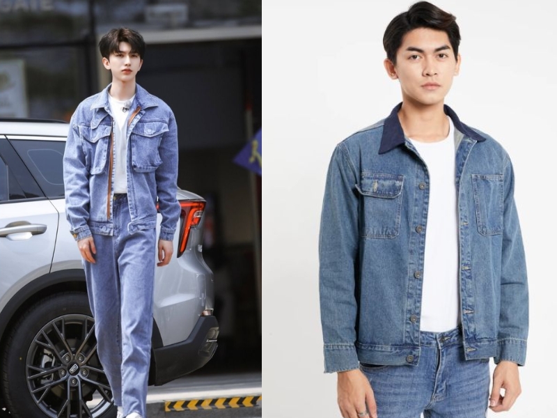 áo thun khoác ngoài sơ mi và quần jean