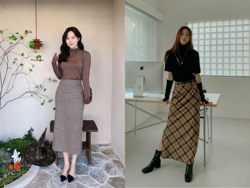 chân váy dạ kết hợp với giày gì