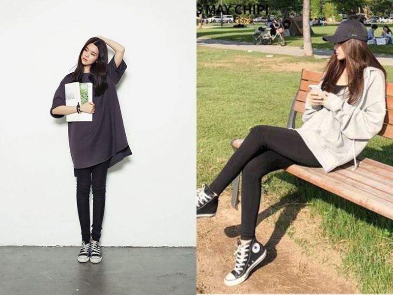 phối đồ với converse cổ cao nữ