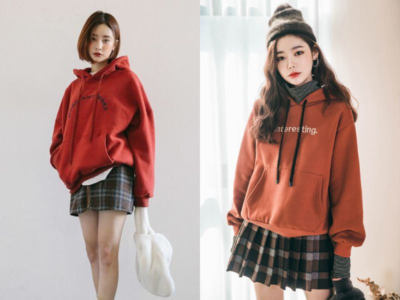 phối đồ với chân váy kẻ caro ngắn