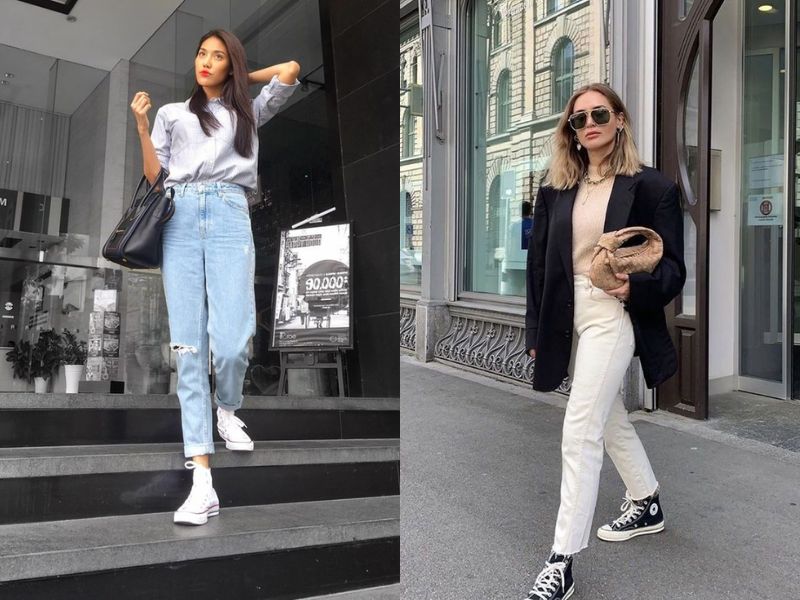 kết hợp giày converse cổ cao nữ theo mùa 