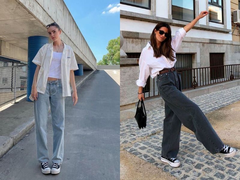 mix với quần ống rộng nữ