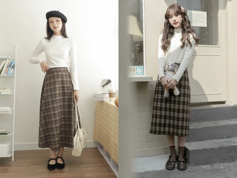 mặc với áo len cổ lọ mùa đông