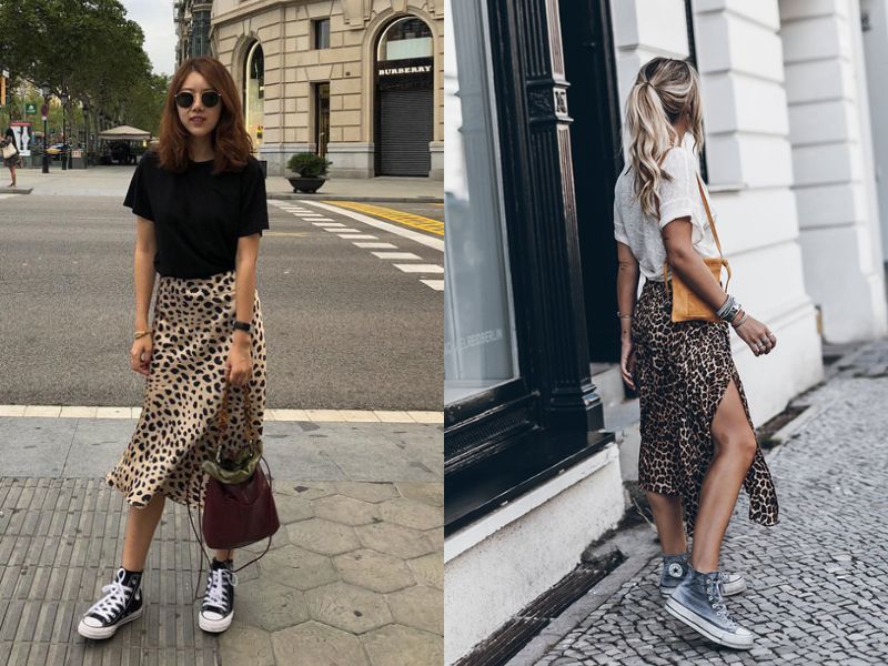 mix đồ với giày converse cổ cao nữ