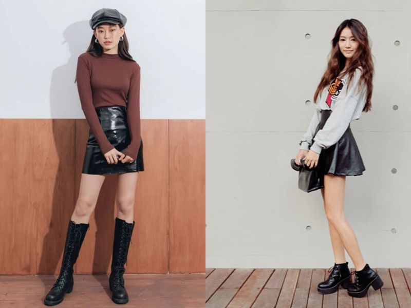 chân váy da đi với giày gì