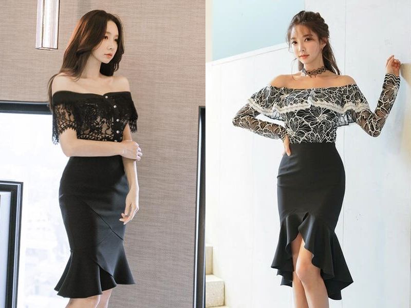 váy đuôi cá mặc với áo gì